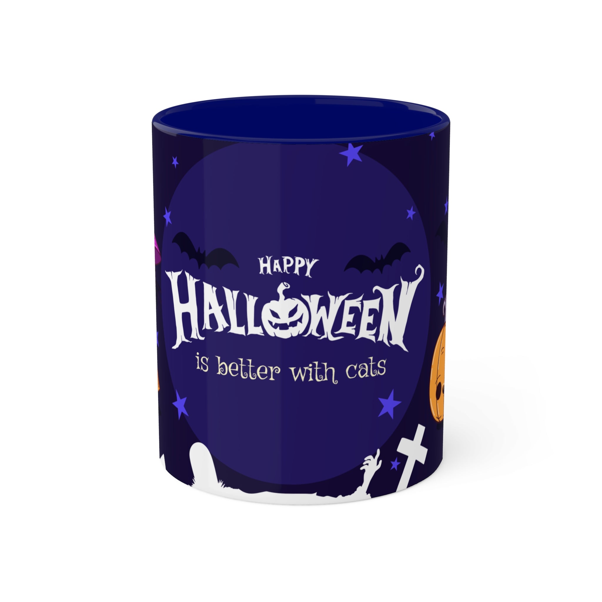 Happy Halloween with Witch's Cats | Colorful Mugs